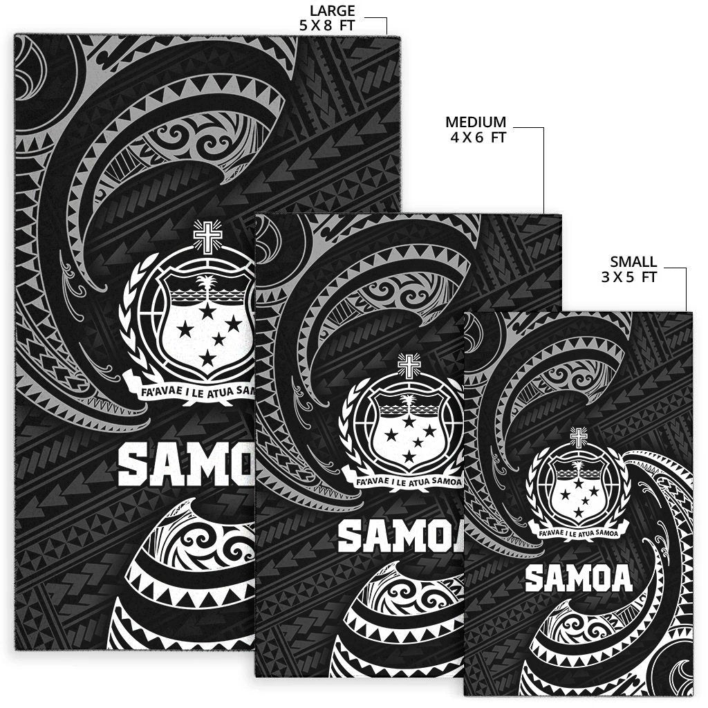 Samoa Polynesian Area Rug - White Tribal Wave - Vibe Hoodie Shop