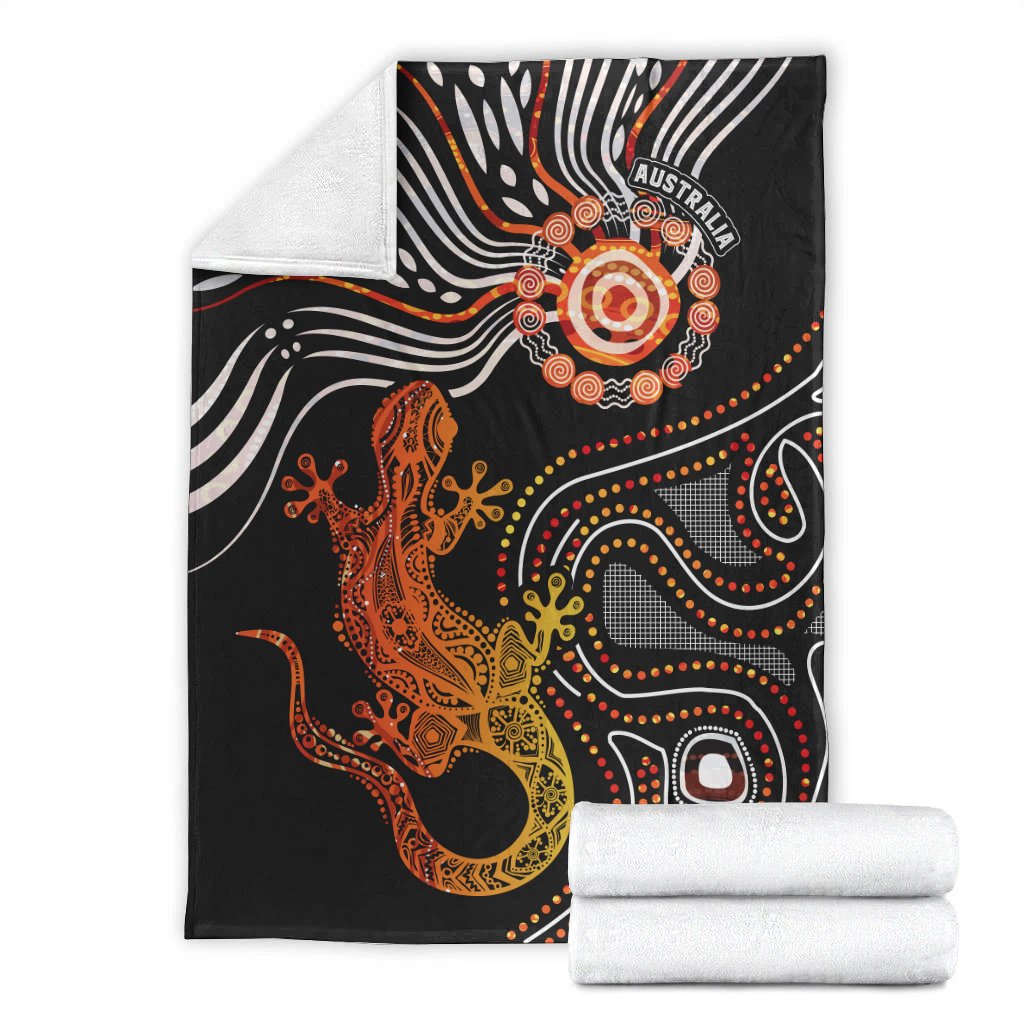 Aboriginal Premium Blanket - Lizard Sunshine - Vibe Hoodie Shop
