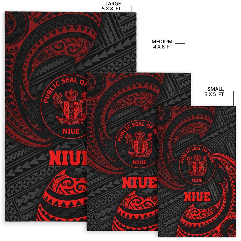 Niue Polynesian Area Rug - Red Tribal Wave - Vibe Hoodie Shop