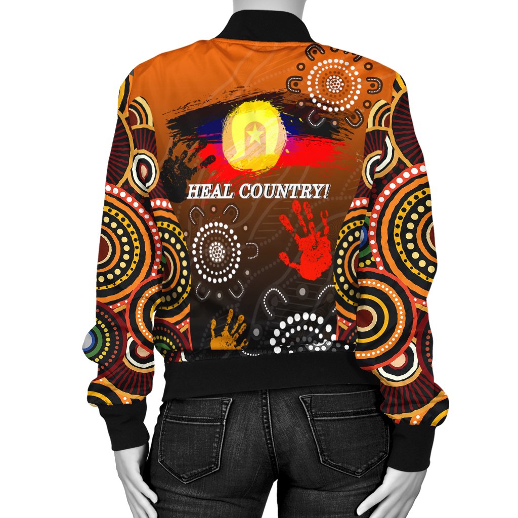 NAIDOC Women's Bomber Jacket - Heal Country 2021 - Vibe Hoodie Shop
