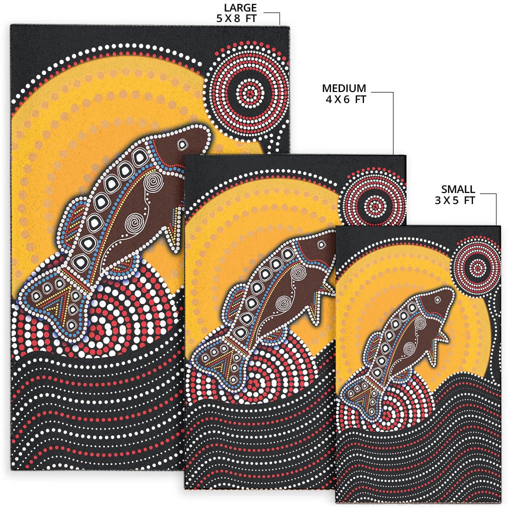 Aboriginal Area Rug - Dreamtime Fish Aboriginal Style - Vibe Hoodie Shop