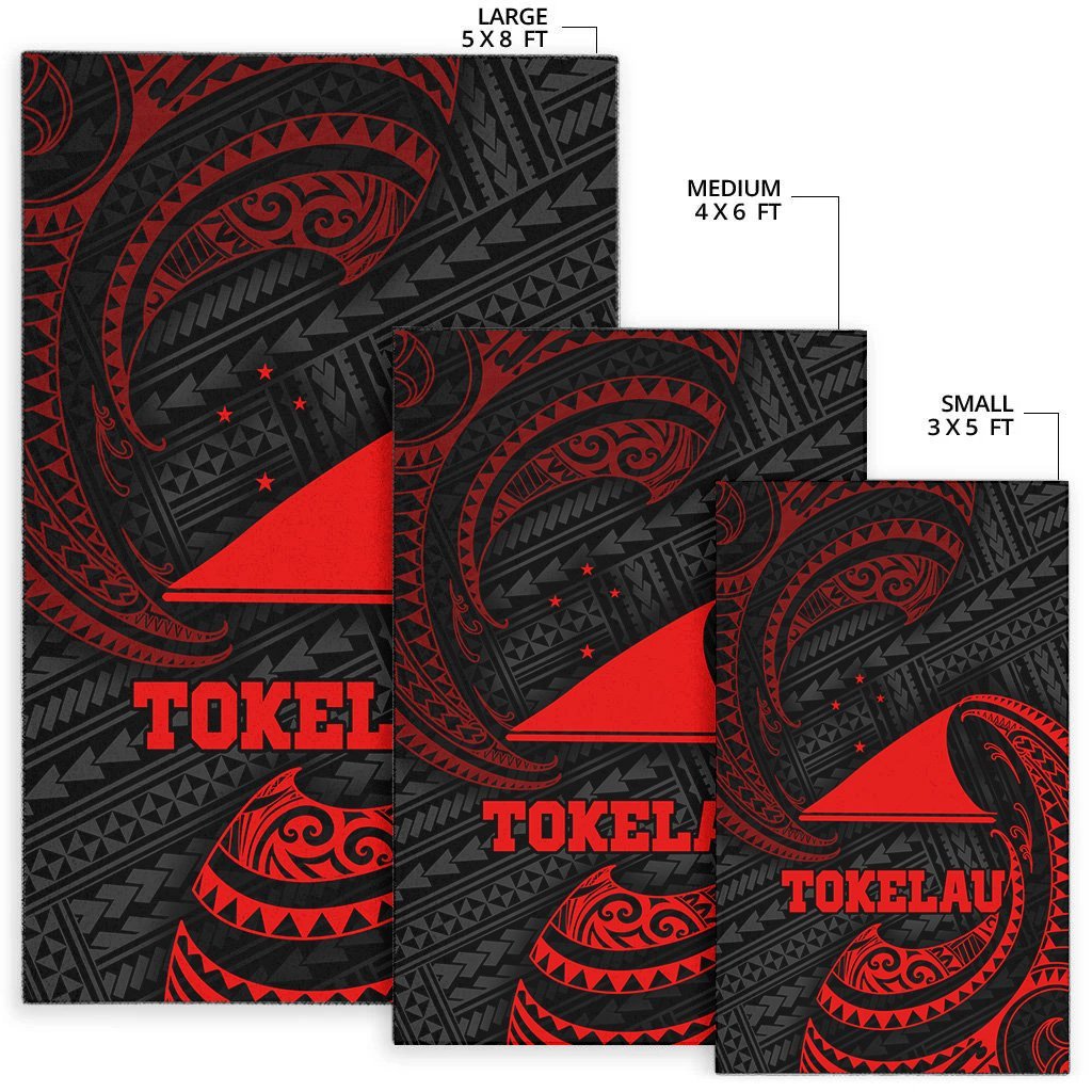 Tokelau Polynesian Area Rug - Red Tribal Wave - Vibe Hoodie Shop