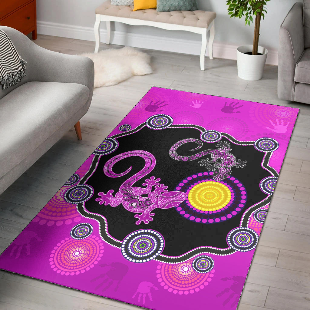 Aboriginal Lizard Area Rug Attracted Australia Version Purple - Vibe Hoodie Shop