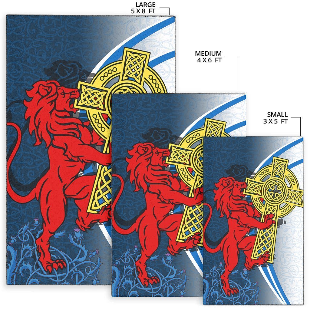 Scotland Area Rug - Scottish Lion With Celtic Cross - Vibe Hoodie Shop