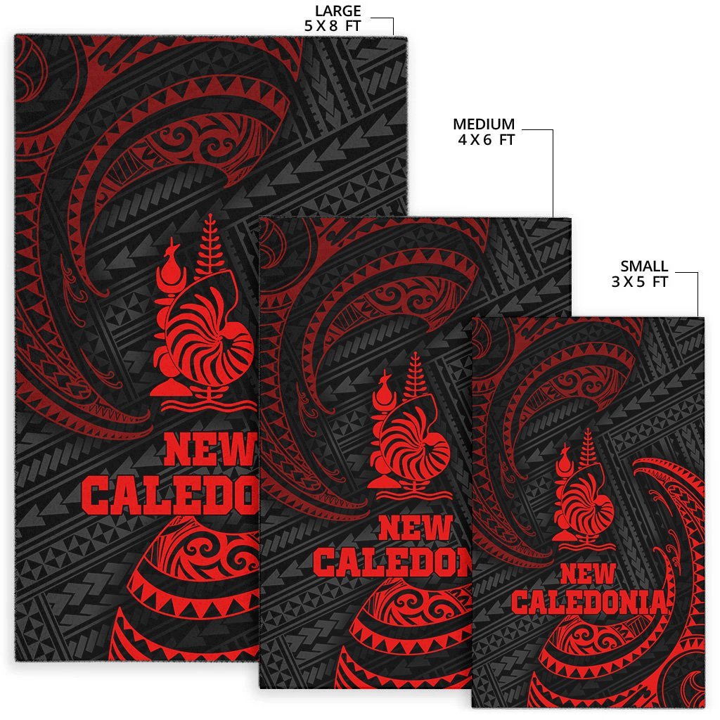 New Caledonia Polynesian Area Rug - Red Tribal Wave - Vibe Hoodie Shop