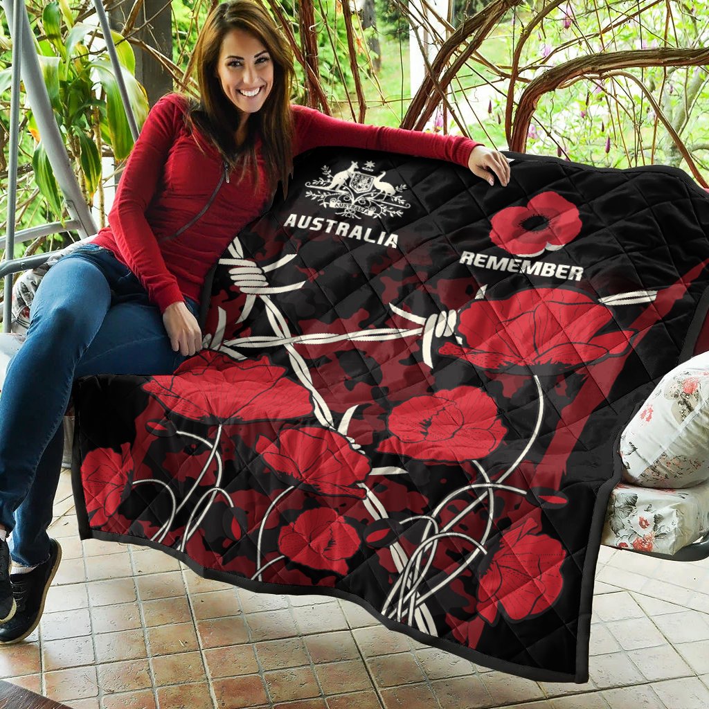 ANZAC Premium Quilt - ANZAC with Remembrance Poppy Flower - Vibe Hoodie Shop