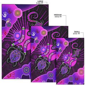 Aboriginal NAIDOC Week 2023 Purple Turtle Lizard Sun Area Rug - RLT20 - Vibe Hoodie Shop