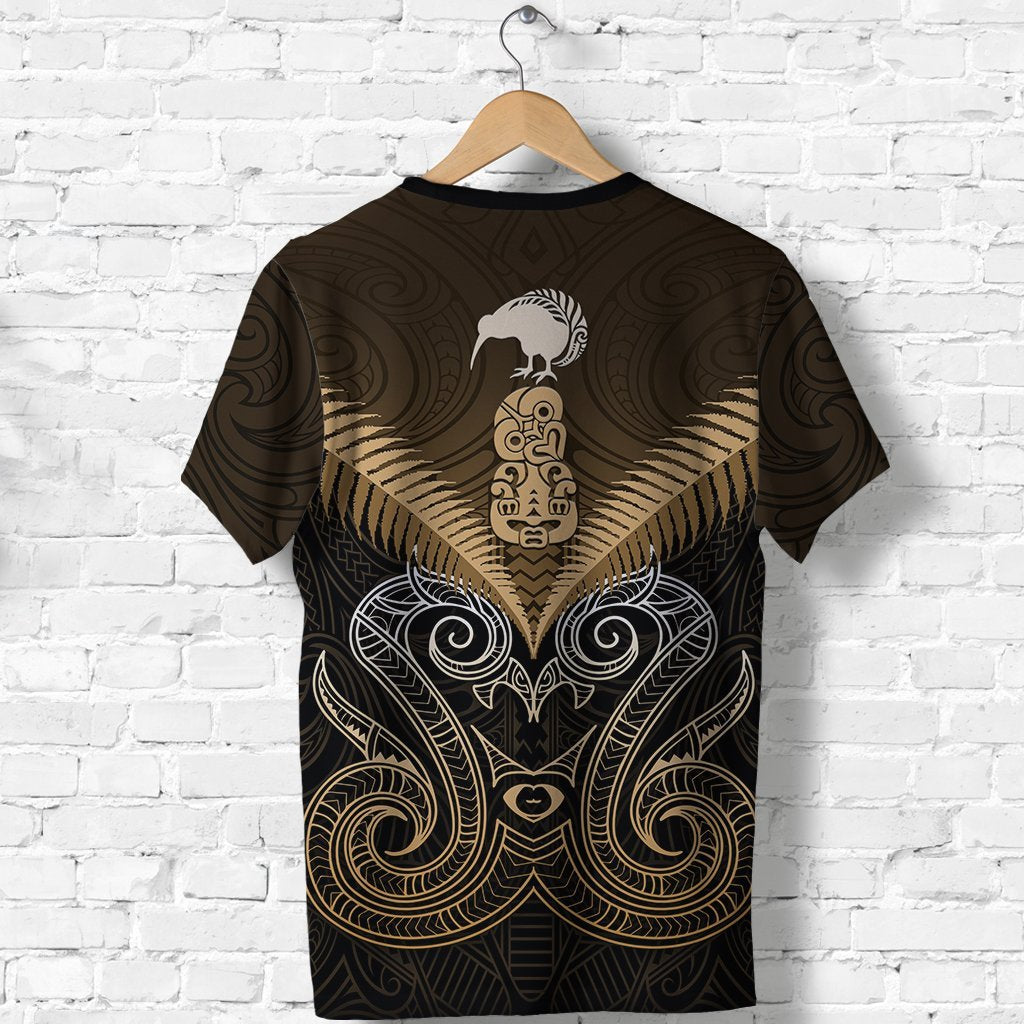 Maori Manaia New Zealand T shirt Gold - Vibe Hoodie Shop