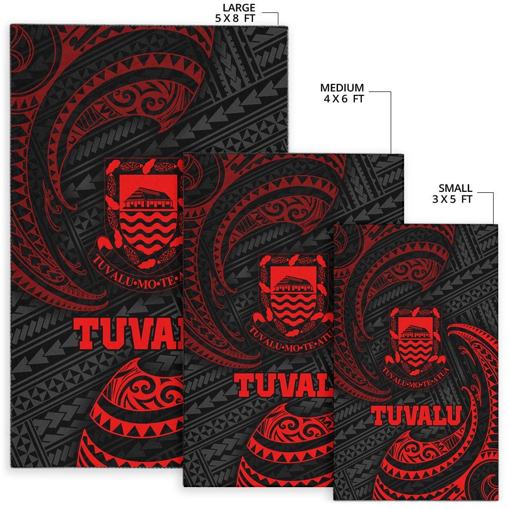 Tuvalu Polynesian Area Rug - Red Tribal Wave - Vibe Hoodie Shop