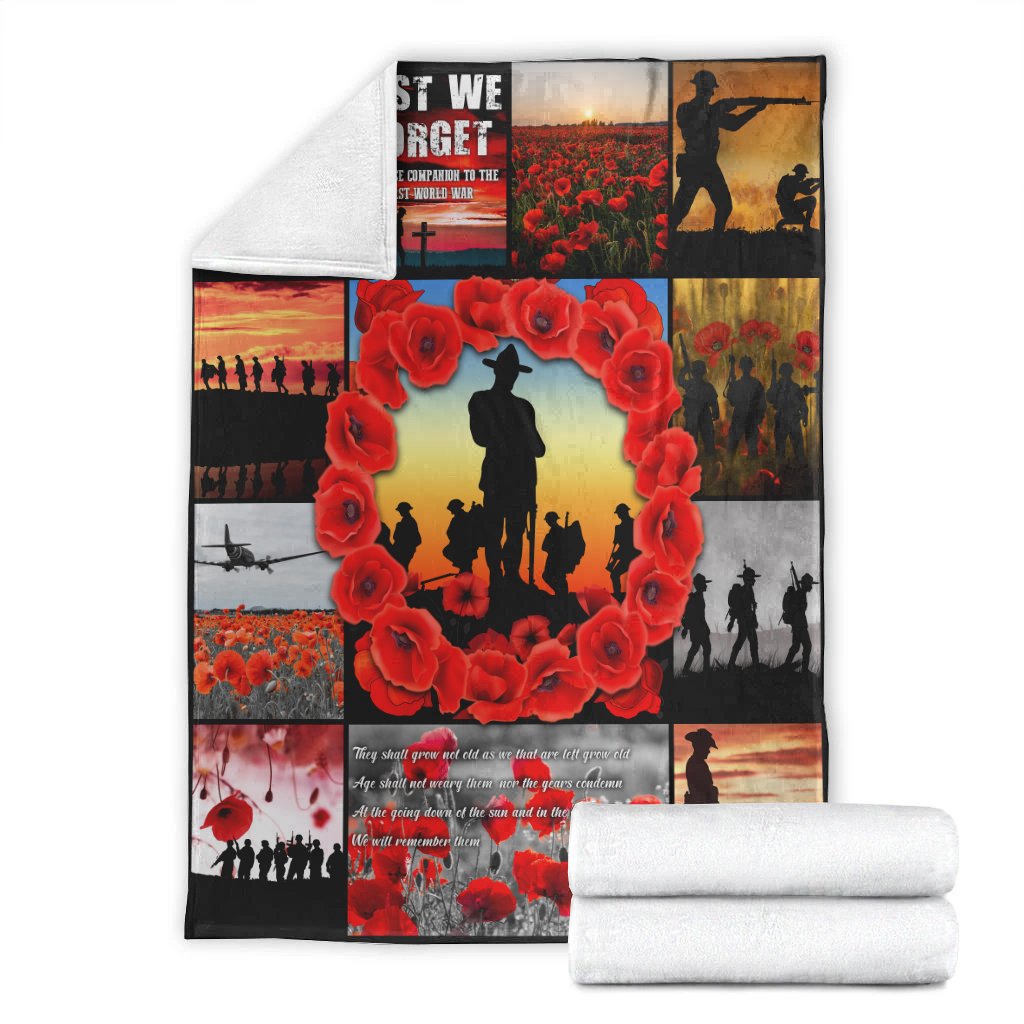 ANZAC Premium Blanket - Always Remember Australia's Soldiers - Vibe Hoodie Shop