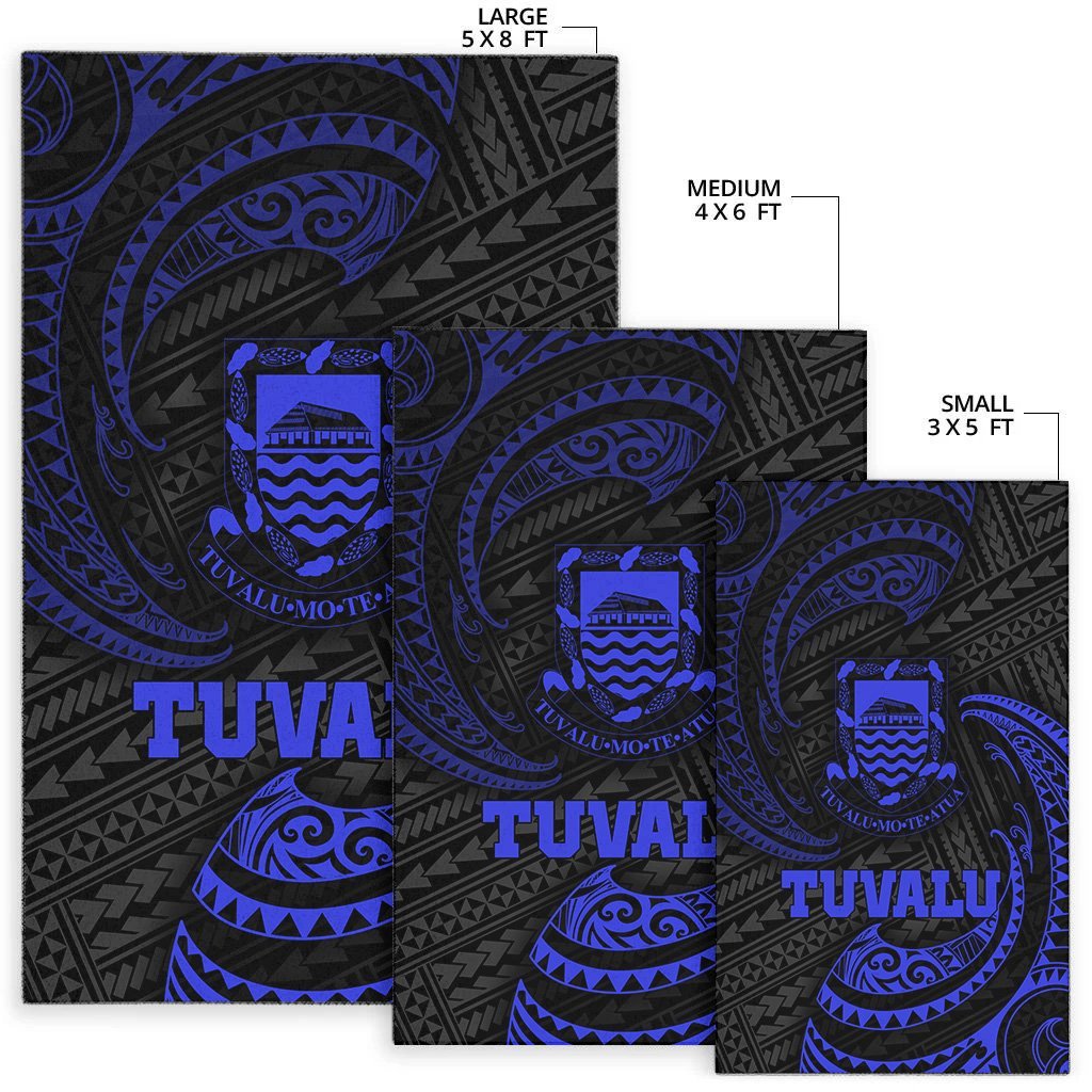 Tuvalu Polynesian Area Rug - Blue Tribal Wave - Vibe Hoodie Shop