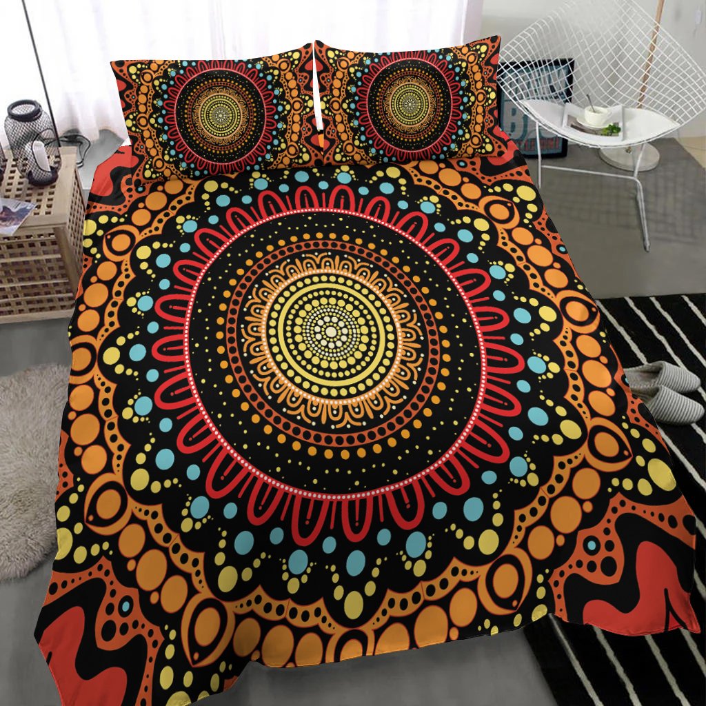 Aboriginal Bedding Set - Aboriginal Style Of Dot Painting - Vibe Hoodie Shop