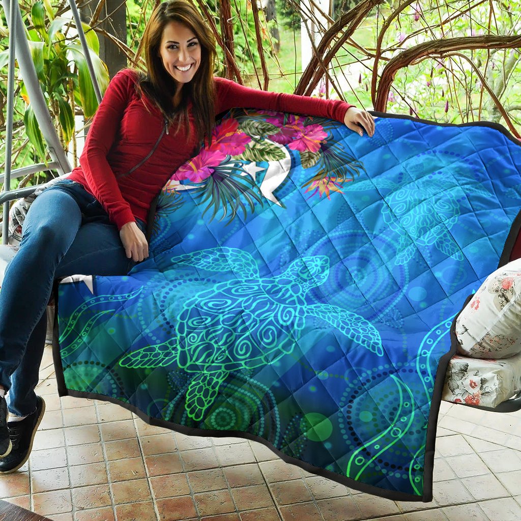 Premium Quilts - Torres Strait Blue Sea With Hibiscus - Vibe Hoodie Shop