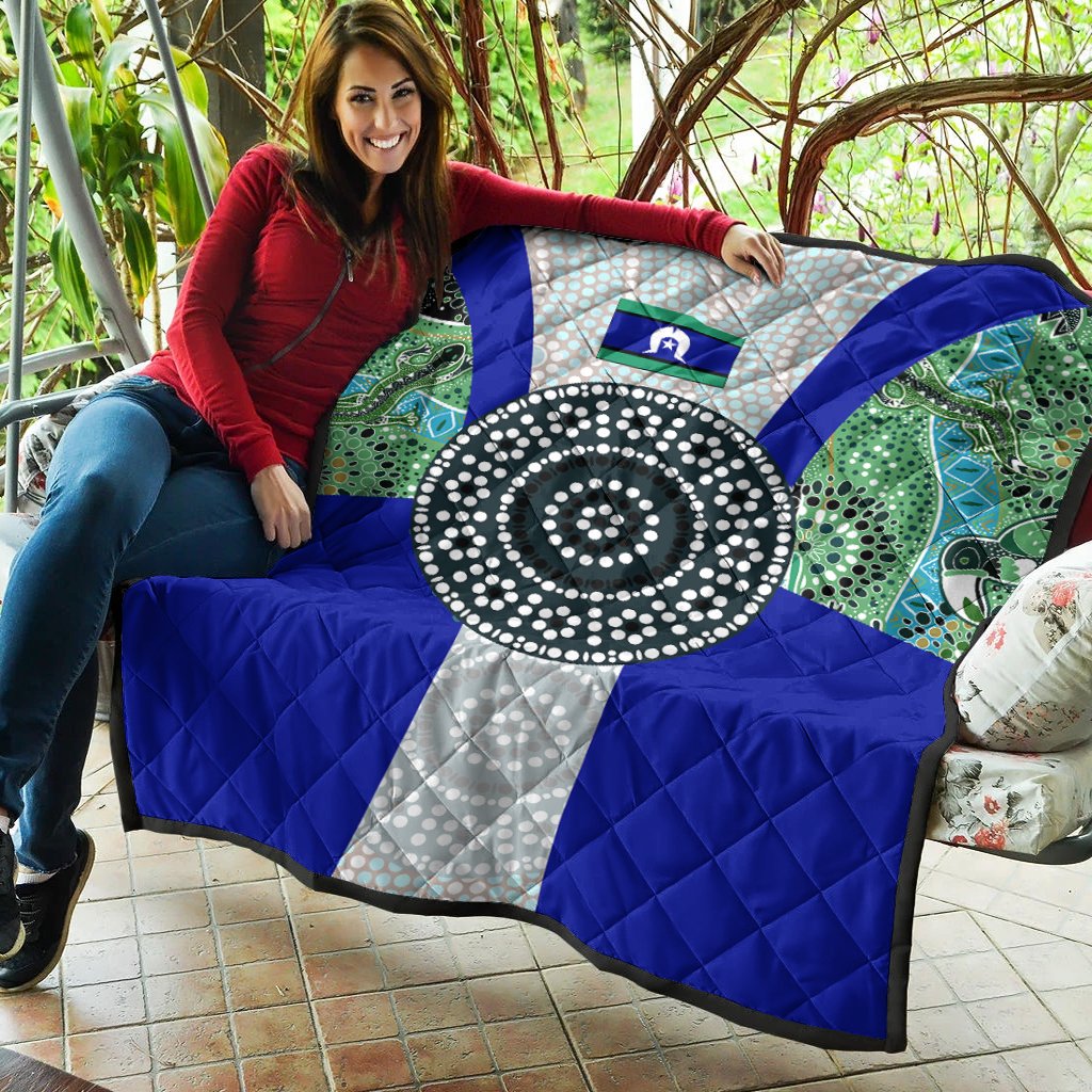 Premium Quilt - Flag of Torres Strait Islanders - Vibe Hoodie Shop