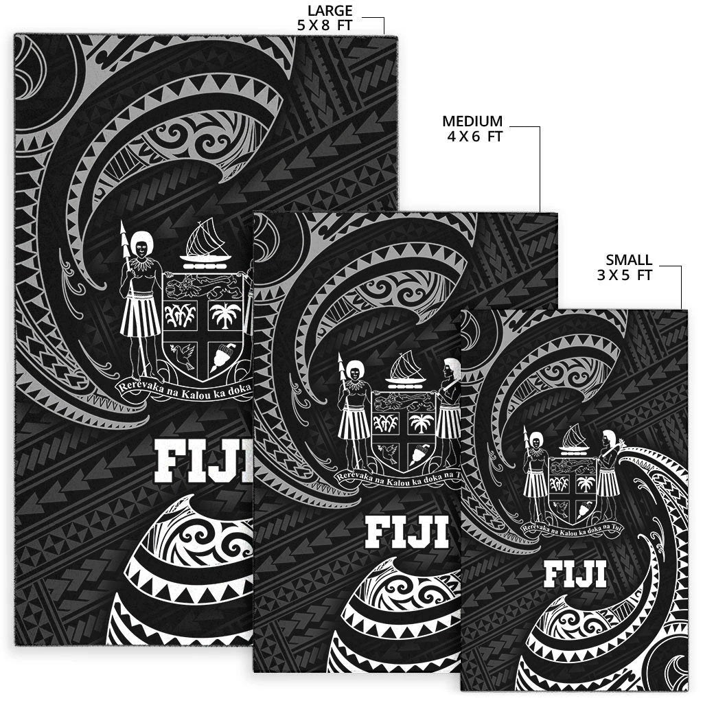 Fiji Polynesian Area Rug - White Tribal Wave - Vibe Hoodie Shop