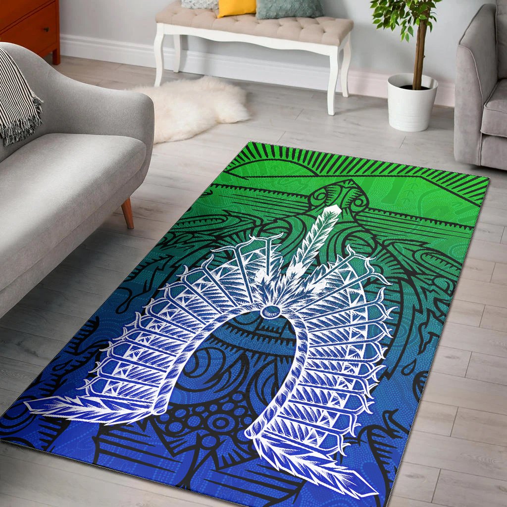 Torres Strait Islanders Area Rug - Turtle and Dhari Mask - Vibe Hoodie Shop