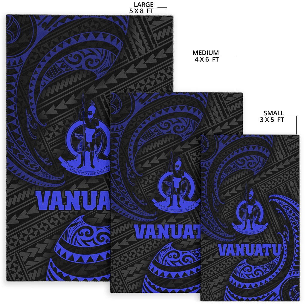 Vanuatu Polynesian Area Rug - Blue Tribal Wave - Vibe Hoodie Shop