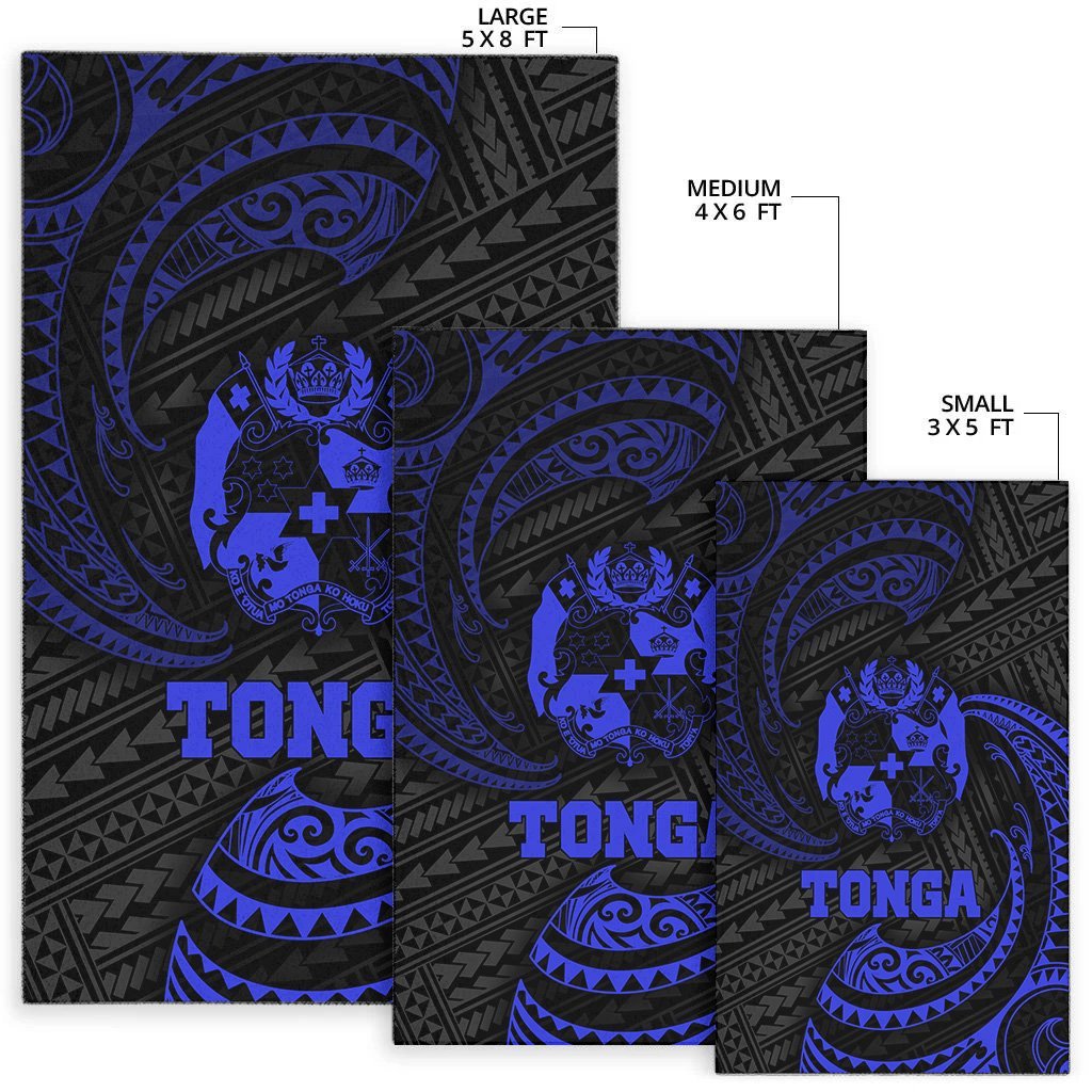 Tonga Polynesian Area Rug - Blue Tribal Wave - Vibe Hoodie Shop