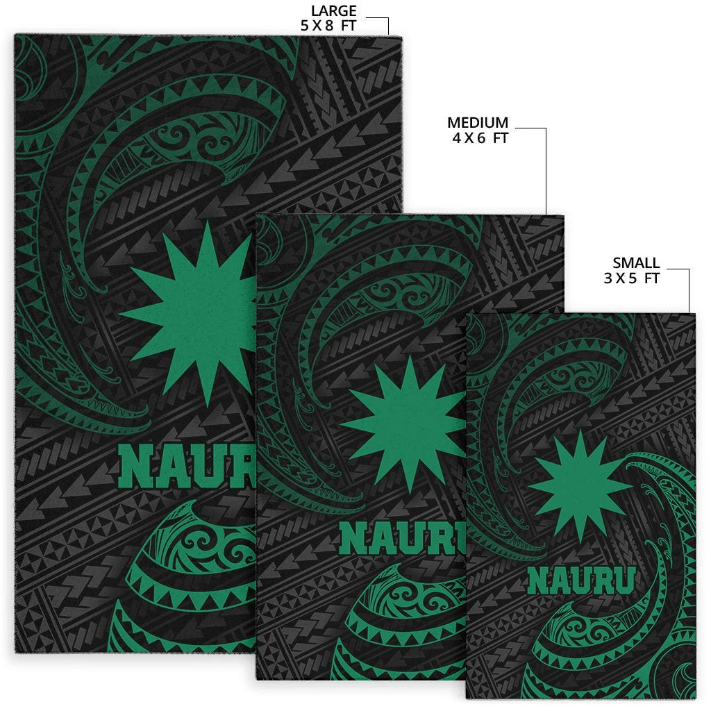 Nauru Polynesian Area Rug - Green Tribal Wave - Vibe Hoodie Shop