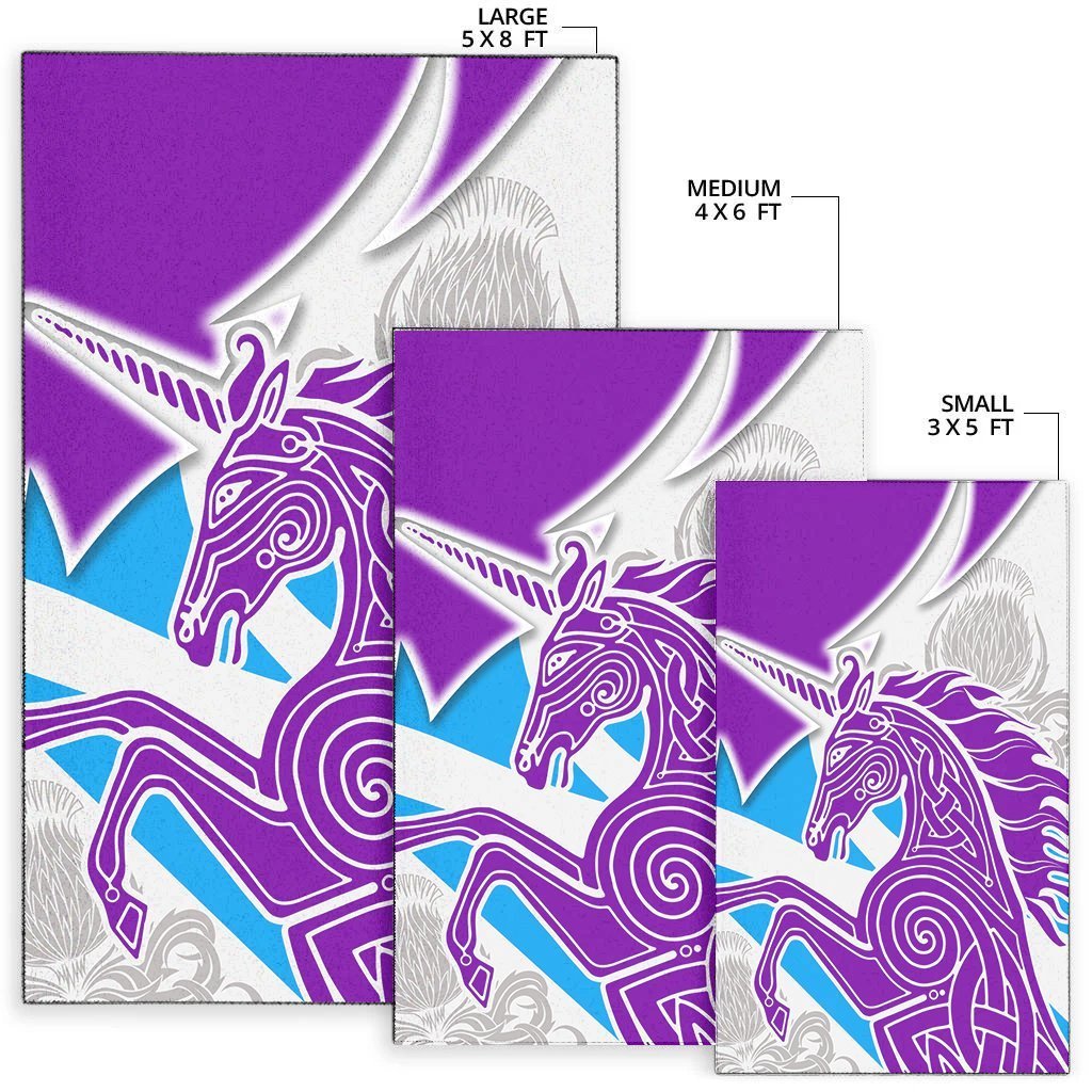 Celtic Scotland Area Rug - Scotland Unicorn and Thistle Pattern - Vibe Hoodie Shop