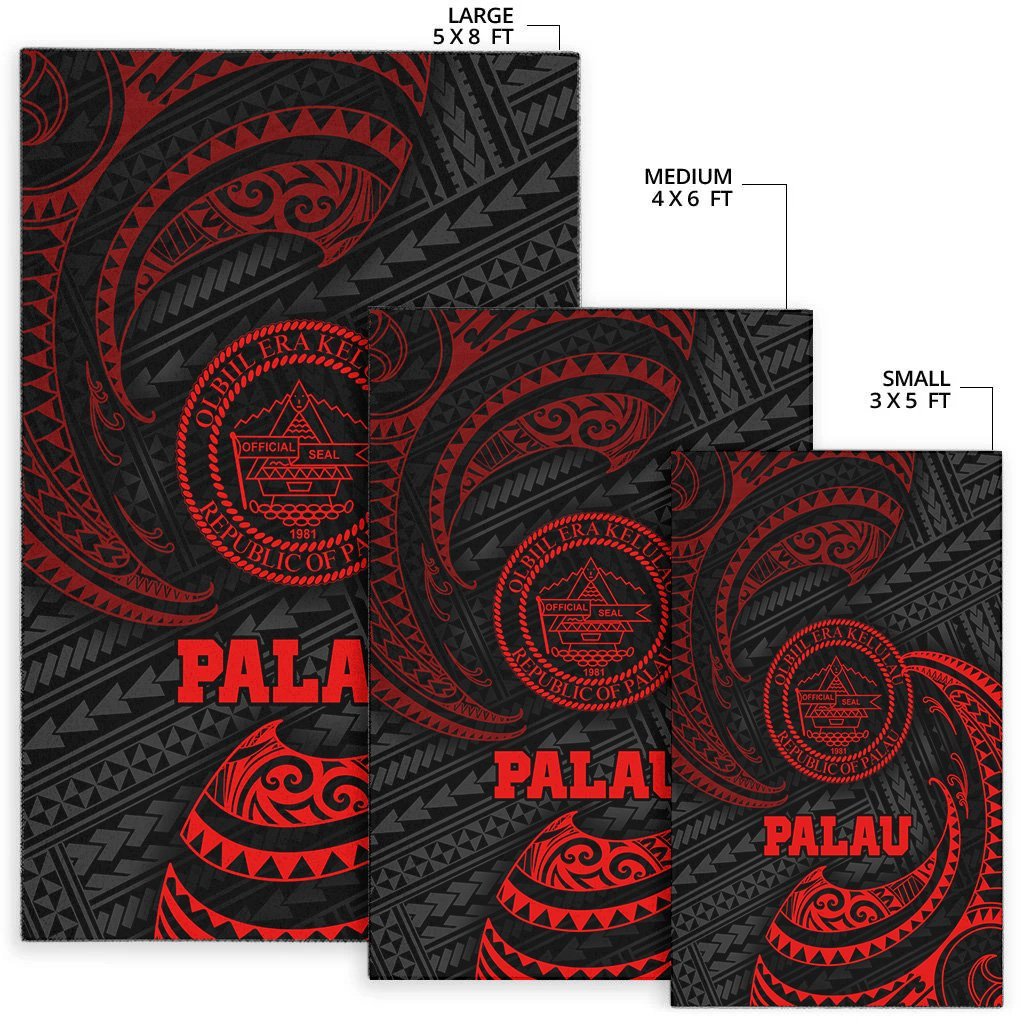 Palau Polynesian Area Rug - Red Tribal Wave - Vibe Hoodie Shop