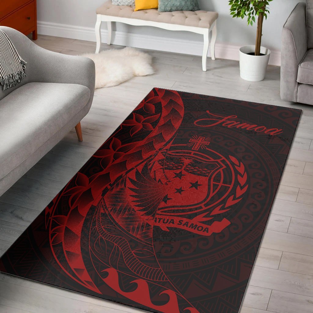 Samoa Area Rug - Polynesian Pattern Style Red Color - Vibe Hoodie Shop