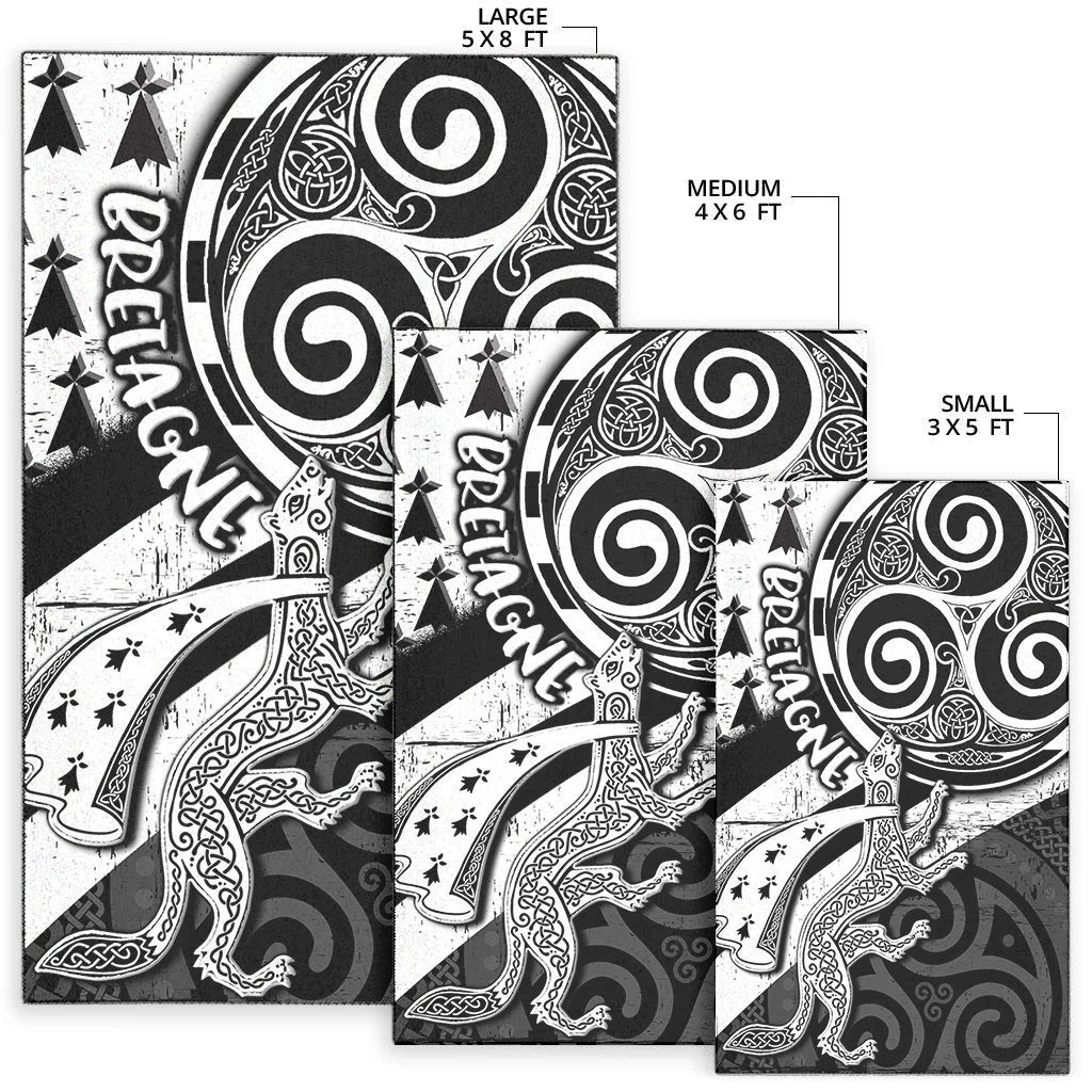 Celtic Bretagne Area Rug - Brittany Ermine With Celtic Triskelion V1 - Vibe Hoodie Shop