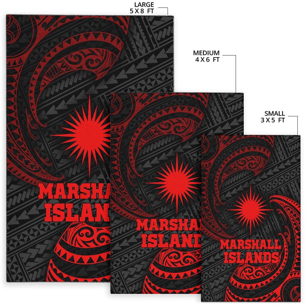 Marshall Islands Polynesian Area Rug - Red Tribal Wave - Vibe Hoodie Shop