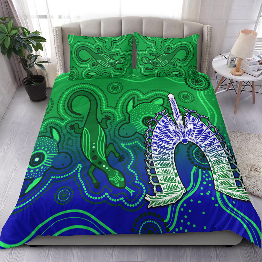 Torres Strait Islands Bedding Set Aboriginal Art Lizard Symbol Peace - Vibe Hoodie Shop