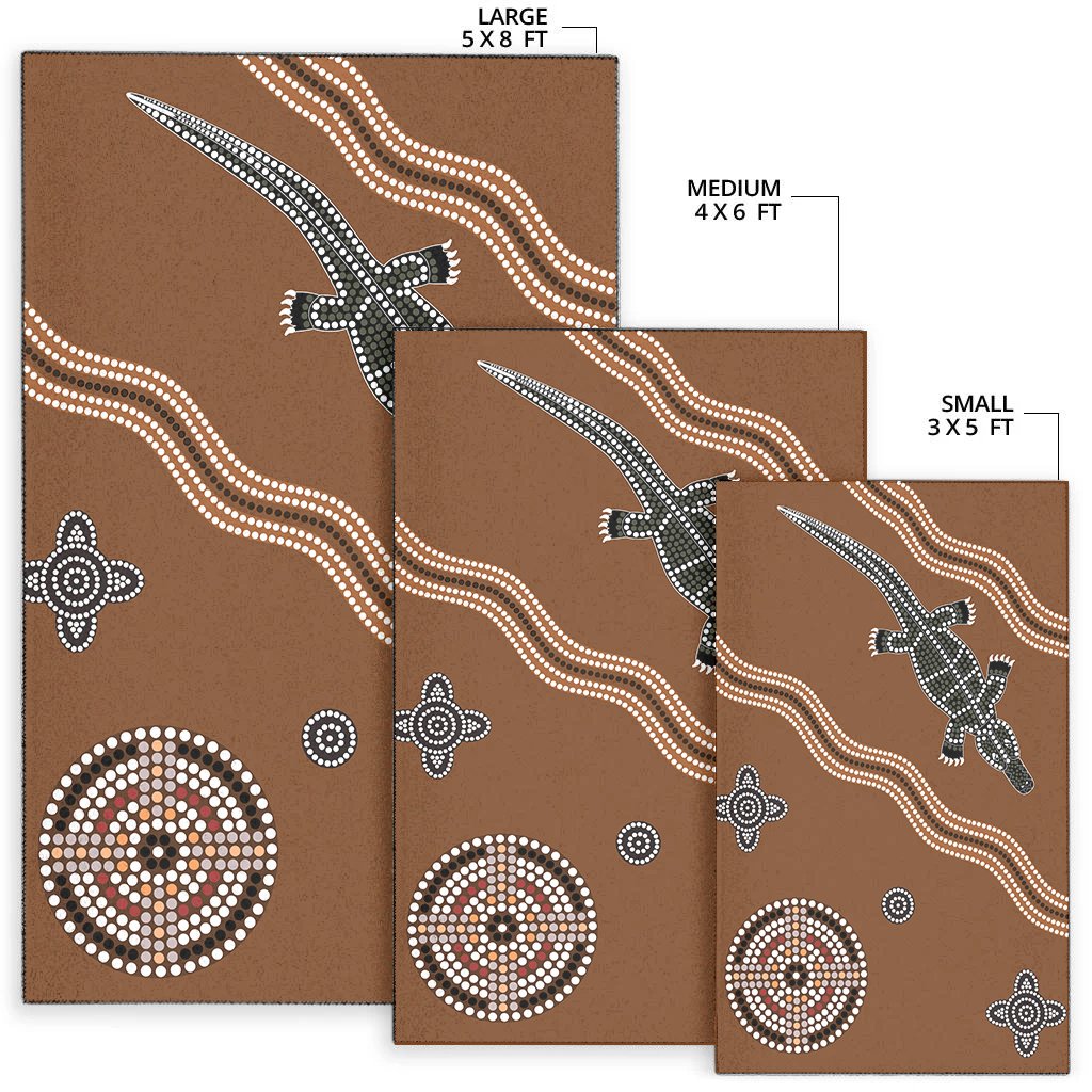 Aboriginal Area Rug - DREAMTIME CROCODILE Aboriginal Style - Vibe Hoodie Shop