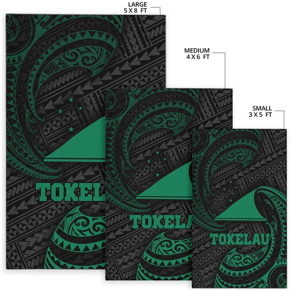 Tokelau Polynesian Area Rug - Green Tribal Wave - Vibe Hoodie Shop