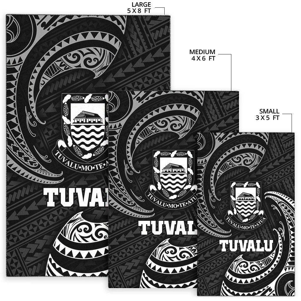 Tuvalu Polynesian Area Rug - White Tribal Wave - Vibe Hoodie Shop