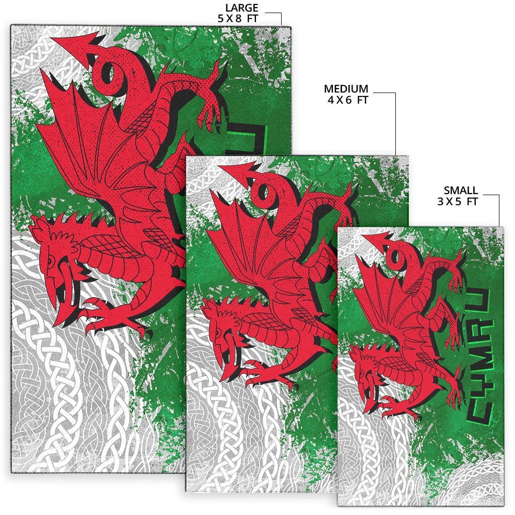 Wales Celtic Area Rug - Grunge Dragon - Vibe Hoodie Shop