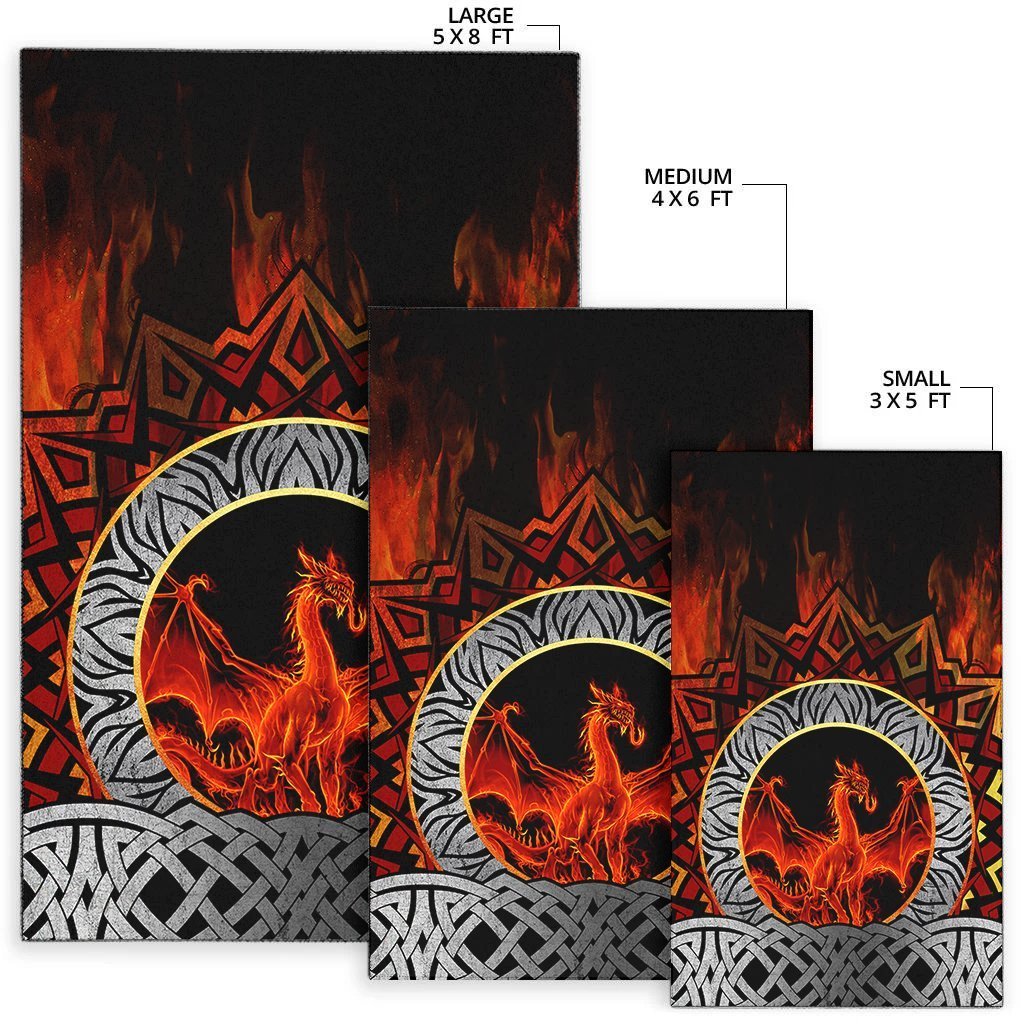 Celtic Dragon Area Rug - Fire Dragon - Vibe Hoodie Shop