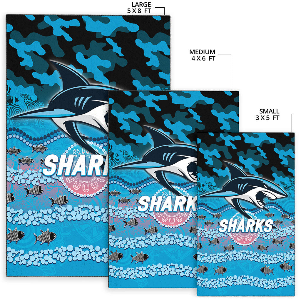 Sharks Rugby ANZAC Day Camouflage Indigenous Art Area Rug - - Vibe Hoodie Shop