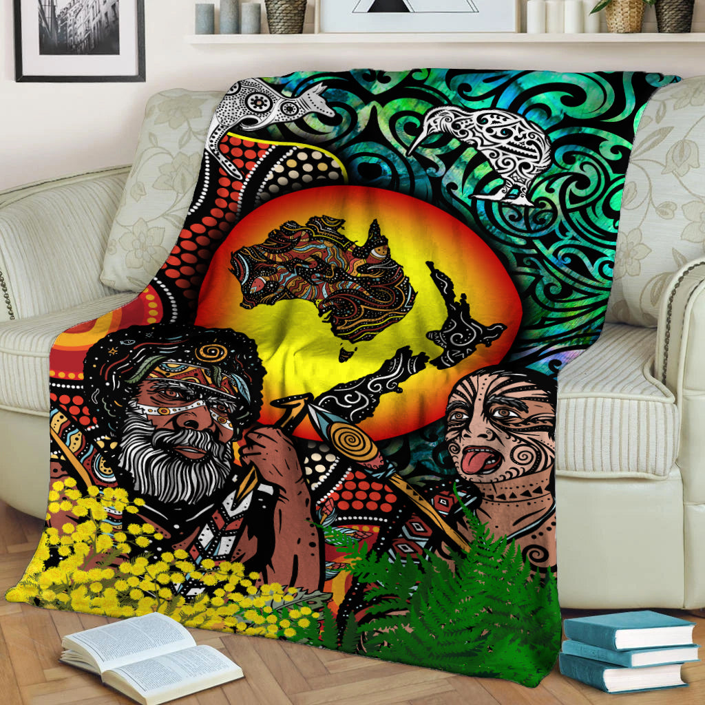 Australia Aboriginal Kangaroo Combine New Zealand Maori Kiwi Bird Blanket - - Vibe Hoodie Shop