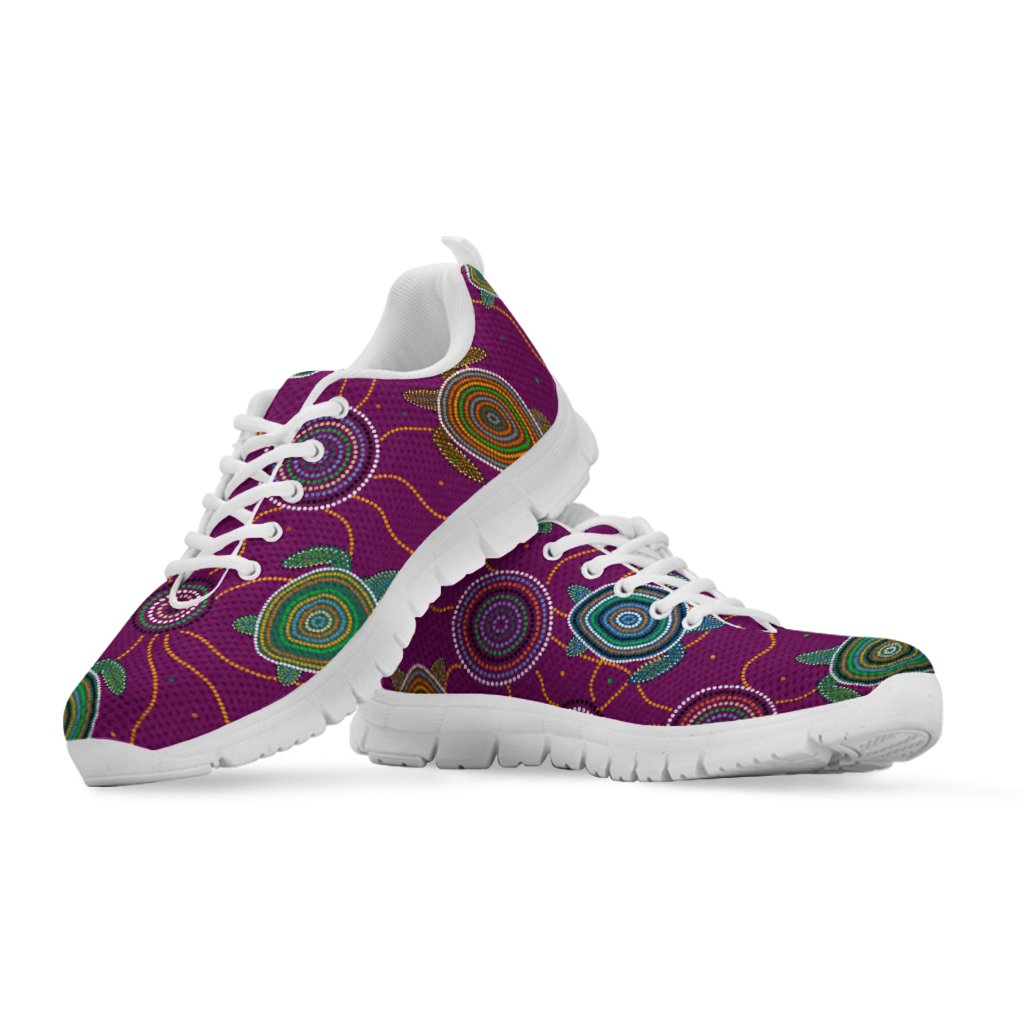 Sneakers - Aboriginal Turtle Purple Australia Dot Patterns - Vibe Hoodie Shop