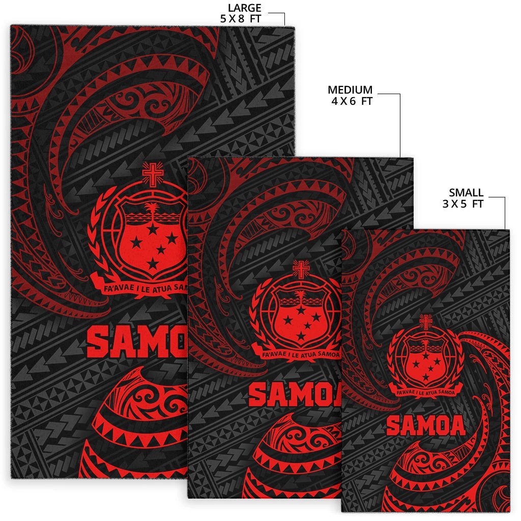 Samoa Polynesian Area Rug - Red Tribal Wave - Vibe Hoodie Shop