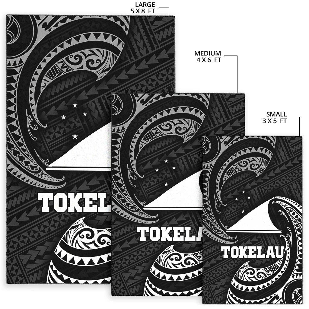 Tokelau Polynesian Area Rug - White Tribal Wave - Vibe Hoodie Shop