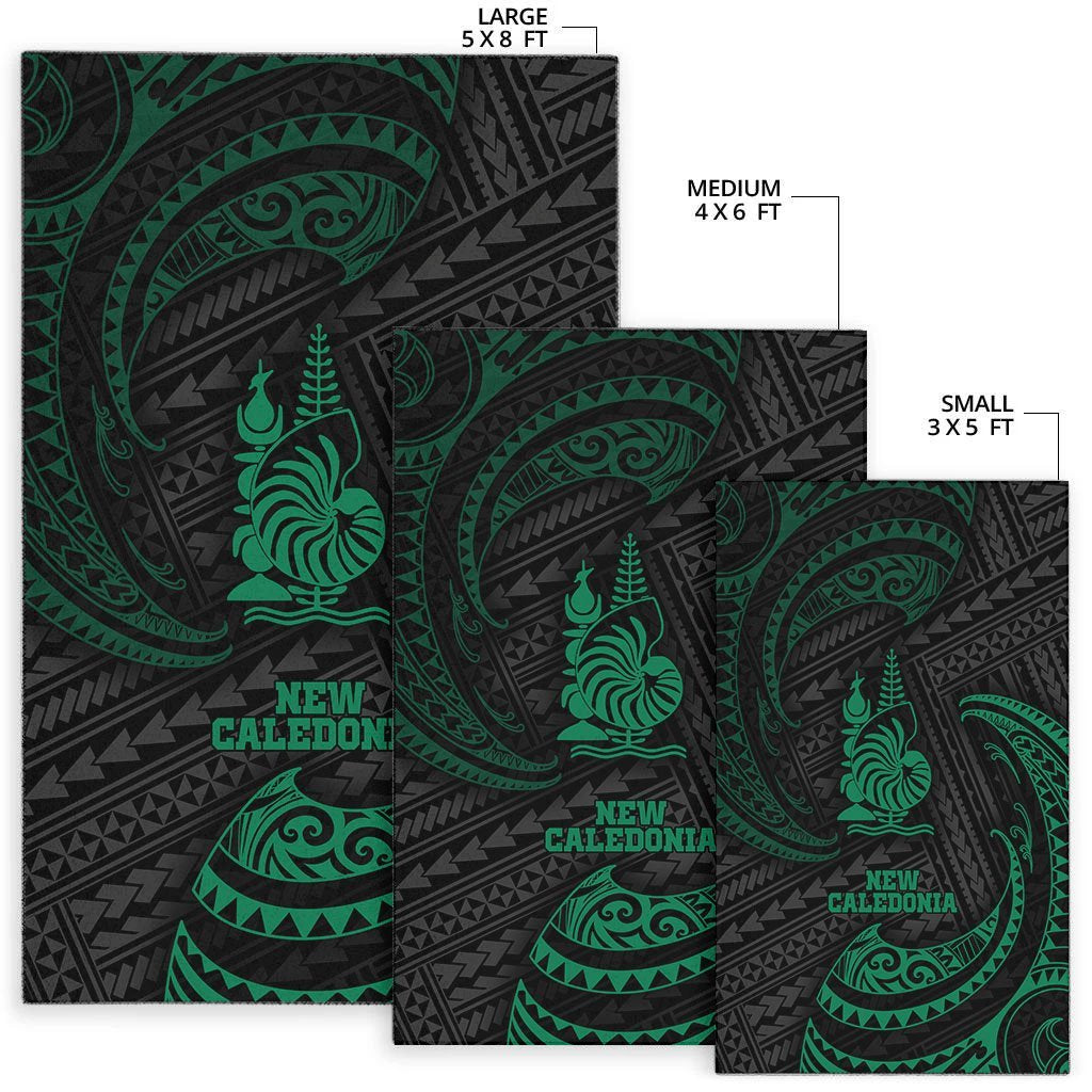 New Caledonia Polynesian Area Rug - Green Tribal Wave - Vibe Hoodie Shop