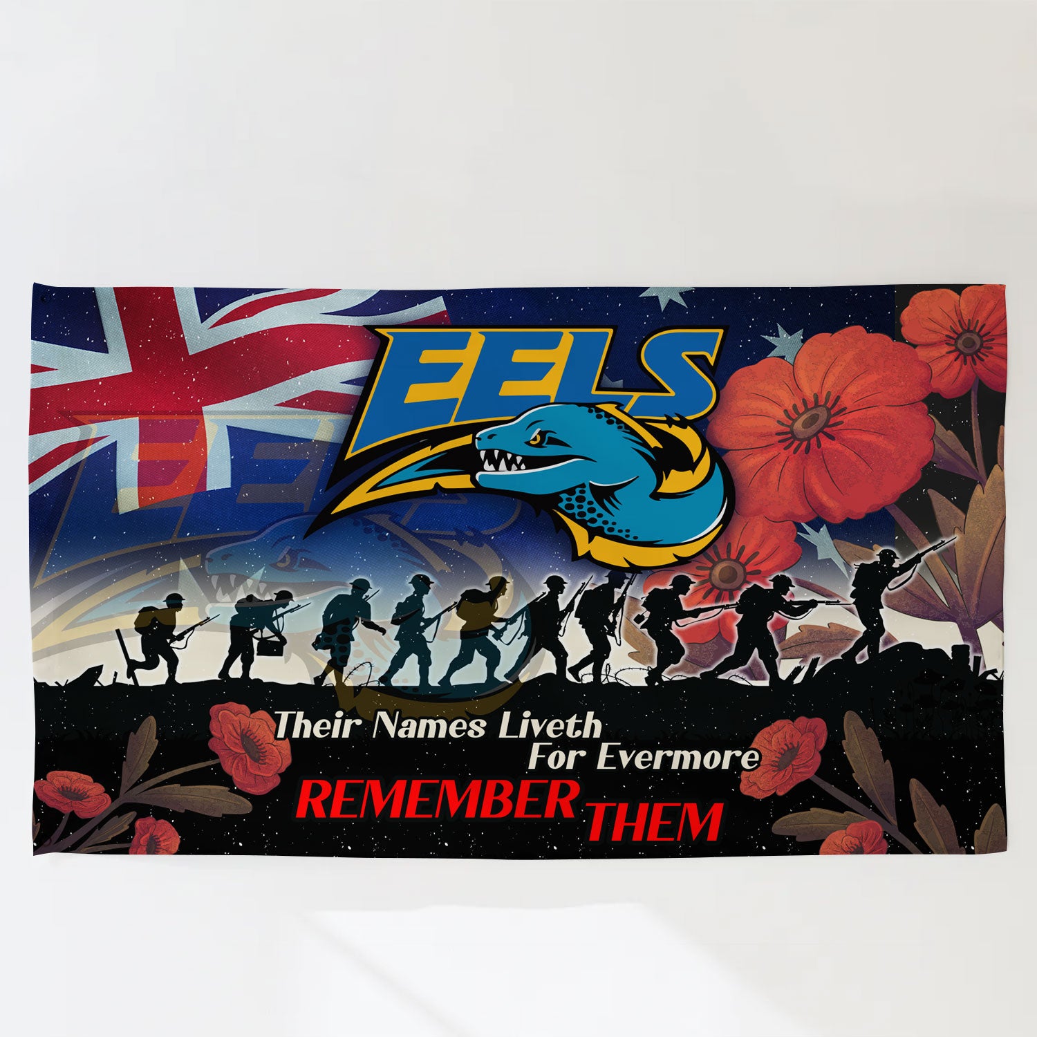 Eels Rugby Flag - REMEMBER THEM Red Poppy Flowers Flag - Vibe Hoodie Shop