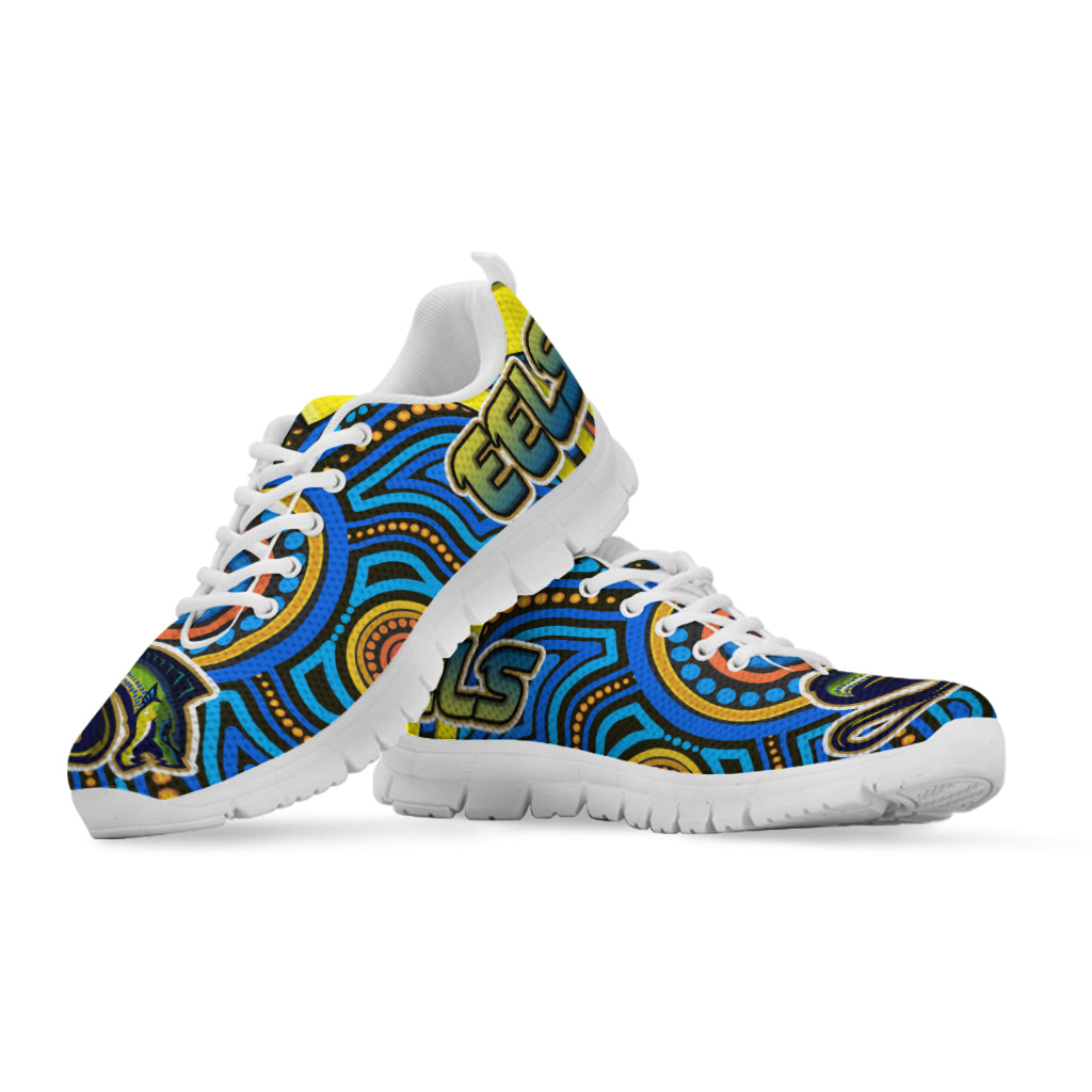 Eels Rugby Sneakers - Electric Eel With Aboriginal Patterns Sneakers - Vibe Hoodie Shop