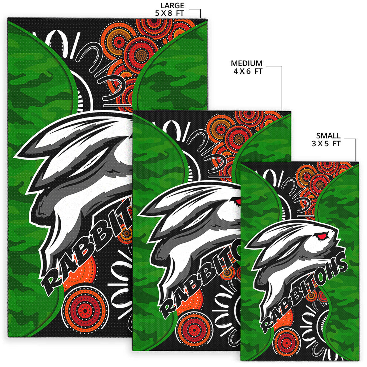 Rabbitohs Rugby Area Rug - Custom Rabbitohs Indigenous Energy Area Rug LT10 - Vibe Hoodie Shop