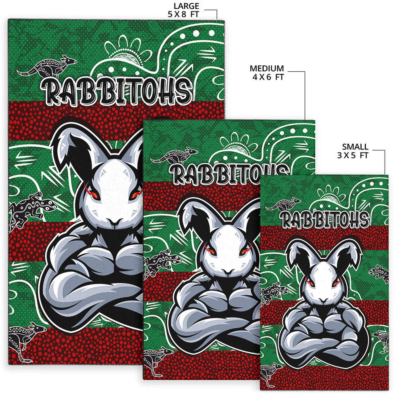 Rabbitohs Rugby Area Rug - Custom Indigenous Super Rabbitohs Area Rug RLT13 - Vibe Hoodie Shop