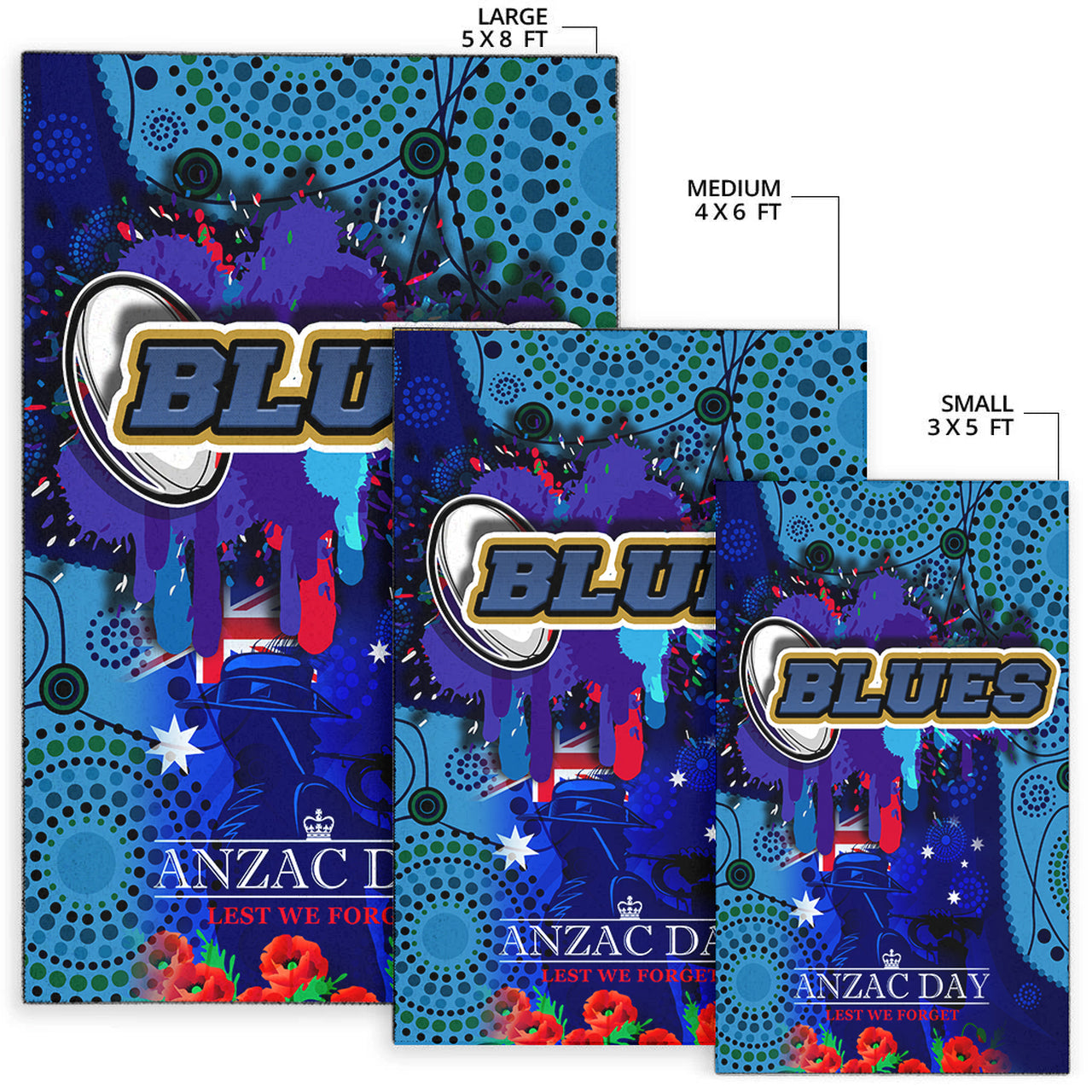 Blues Rugby Area Rug - Aboriginal ANZAC Day '' Lest We Forget '' Color Drawing Patterns Area Rug RLT12 - Vibe Hoodie Shop