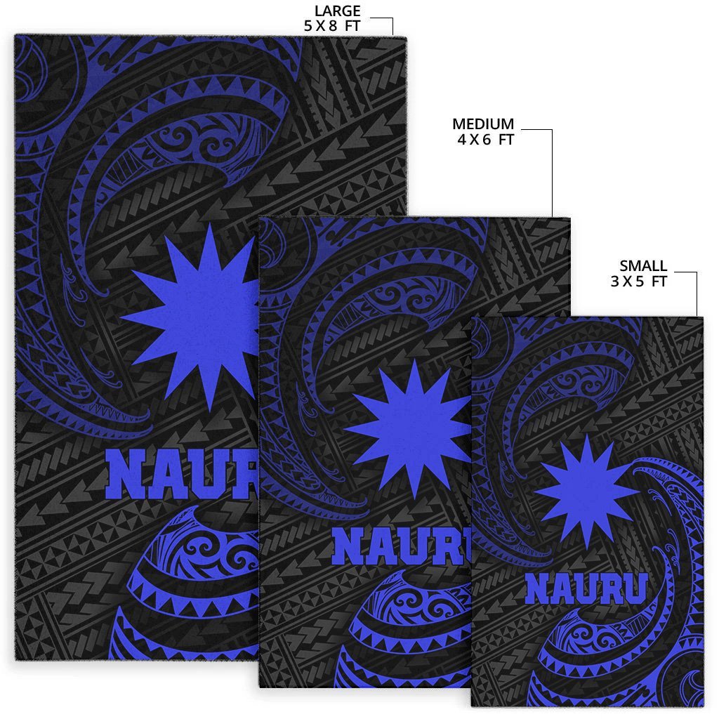 Nauru Polynesian Area Rug - Blue Tribal Wave - Vibe Hoodie Shop