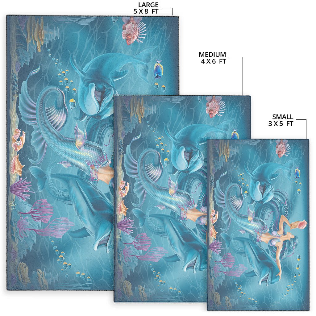 Area Rug - Australia Beautiful Mermaid With Dolphin - Vibe Hoodie Shop