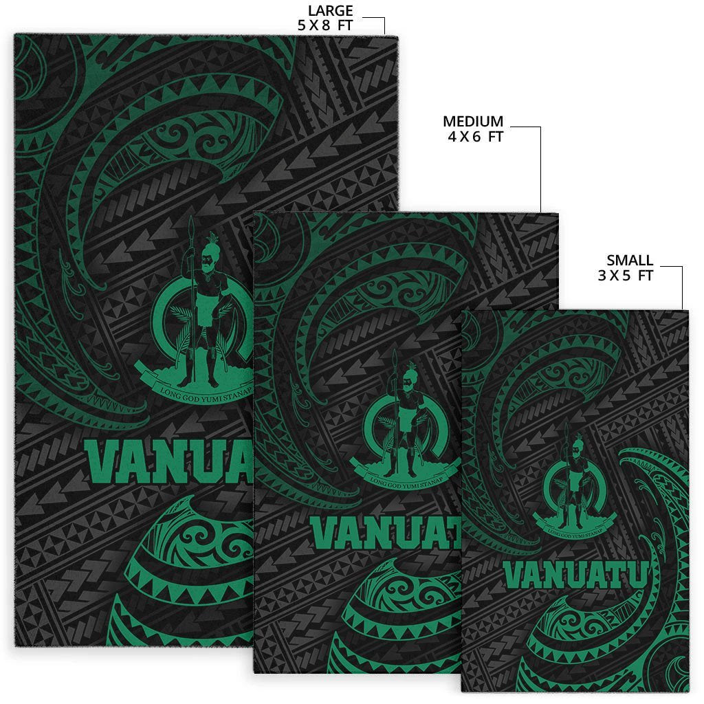 Vanuatu Polynesian Area Rug - Green Tribal Wave - Vibe Hoodie Shop