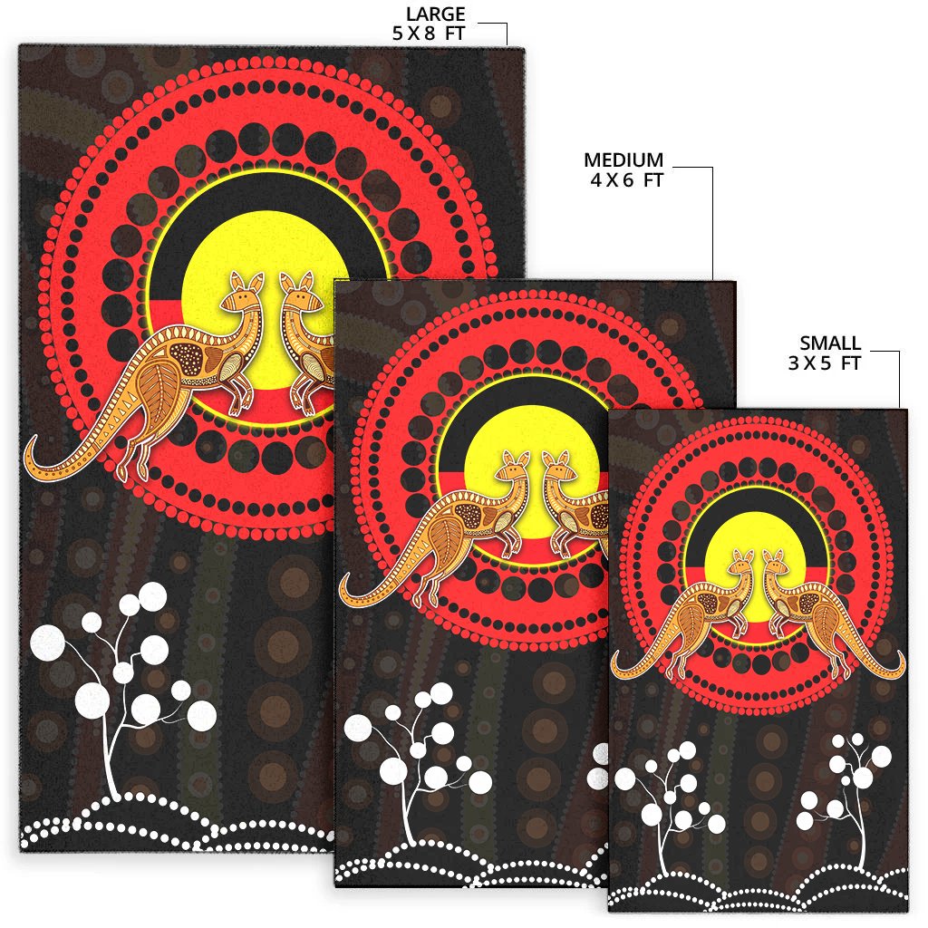 Aboriginal Area Rug - Kangaroo and Aboriginal flag - Vibe Hoodie Shop