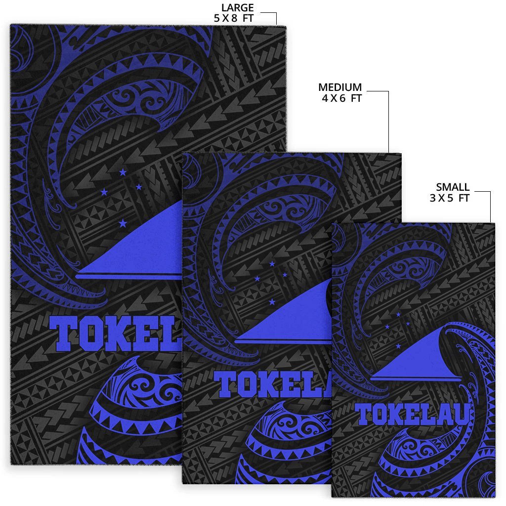 Tokelau Polynesian Area Rug - Blue Tribal Wave - Vibe Hoodie Shop